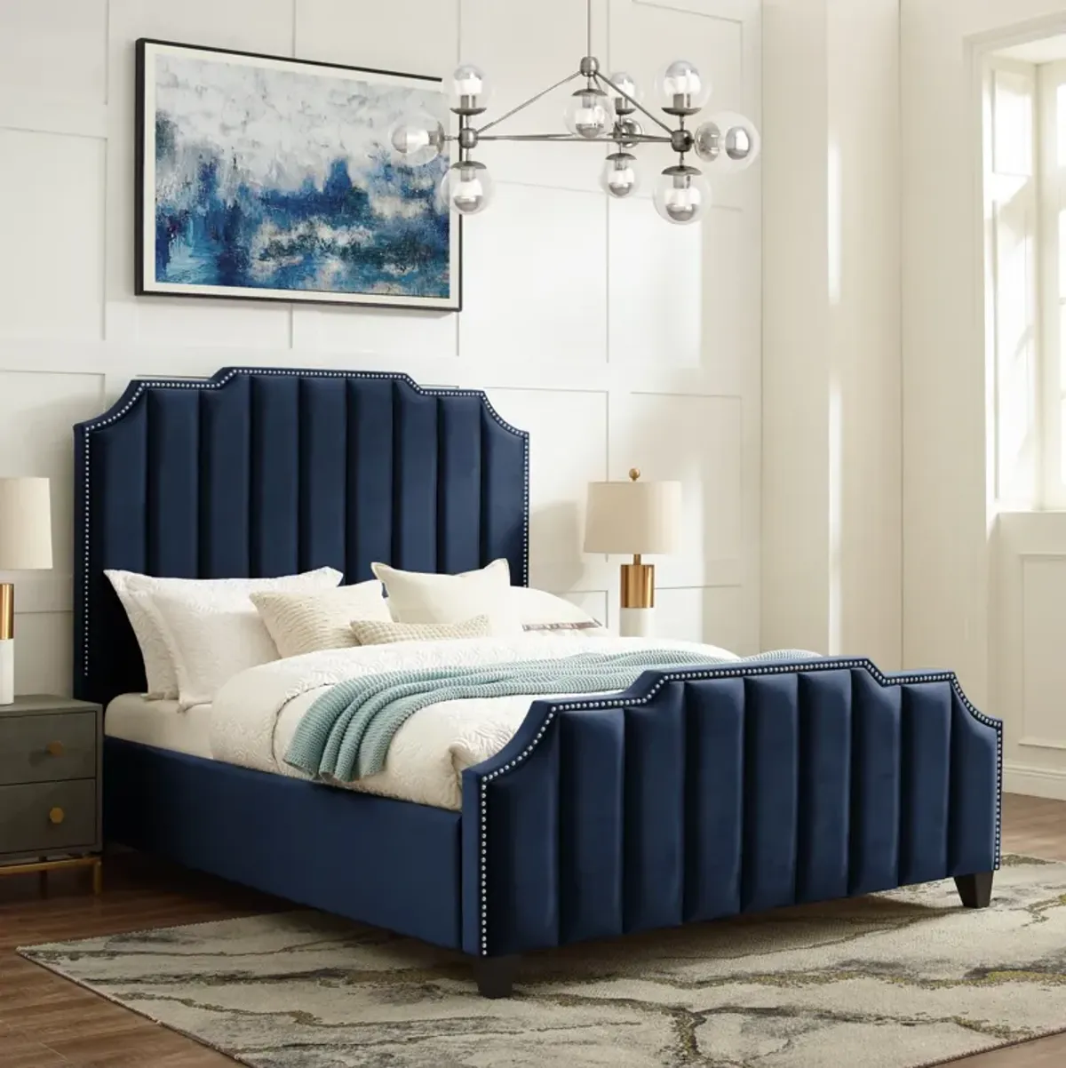 Inspired Home Ruhi Velvet Platform Bed