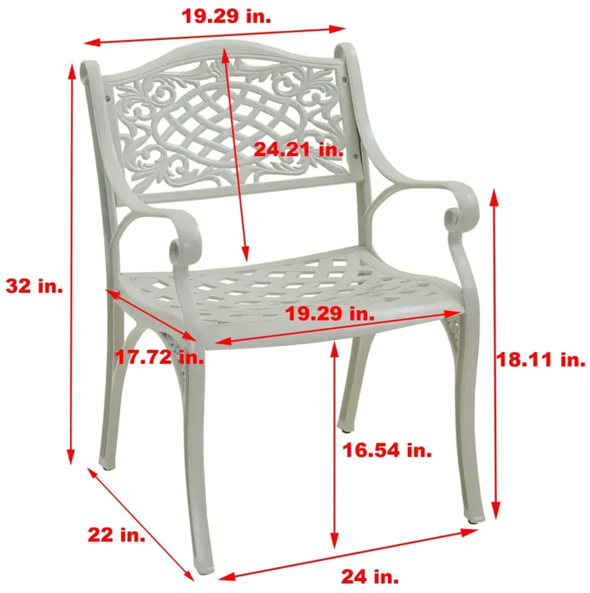 MOMDAWE Cast Aluminum Stationary Dining Chairs Outdoor Dining Armchair（Set of 2）