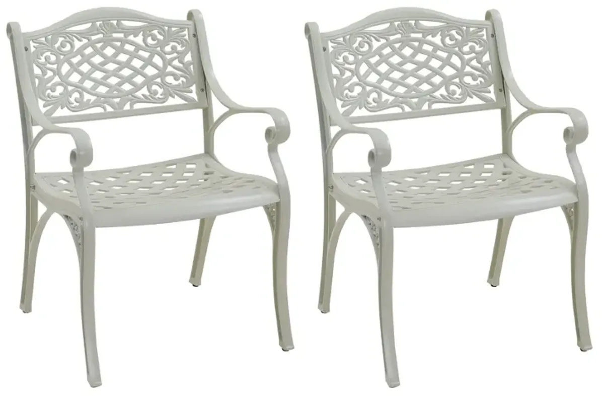 MOMDAWE Cast Aluminum Stationary Dining Chairs Outdoor Dining Armchair（Set of 2）