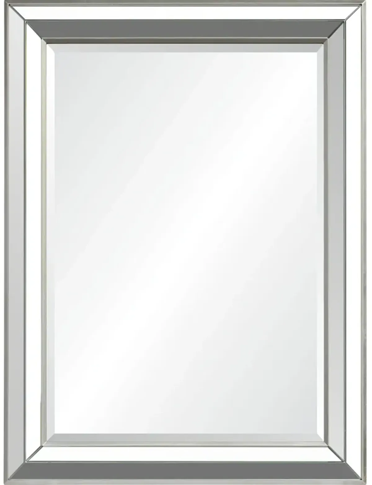 40" Silver Leaf Finished Wooden Framed Beveled Rectangular Wall Mirror