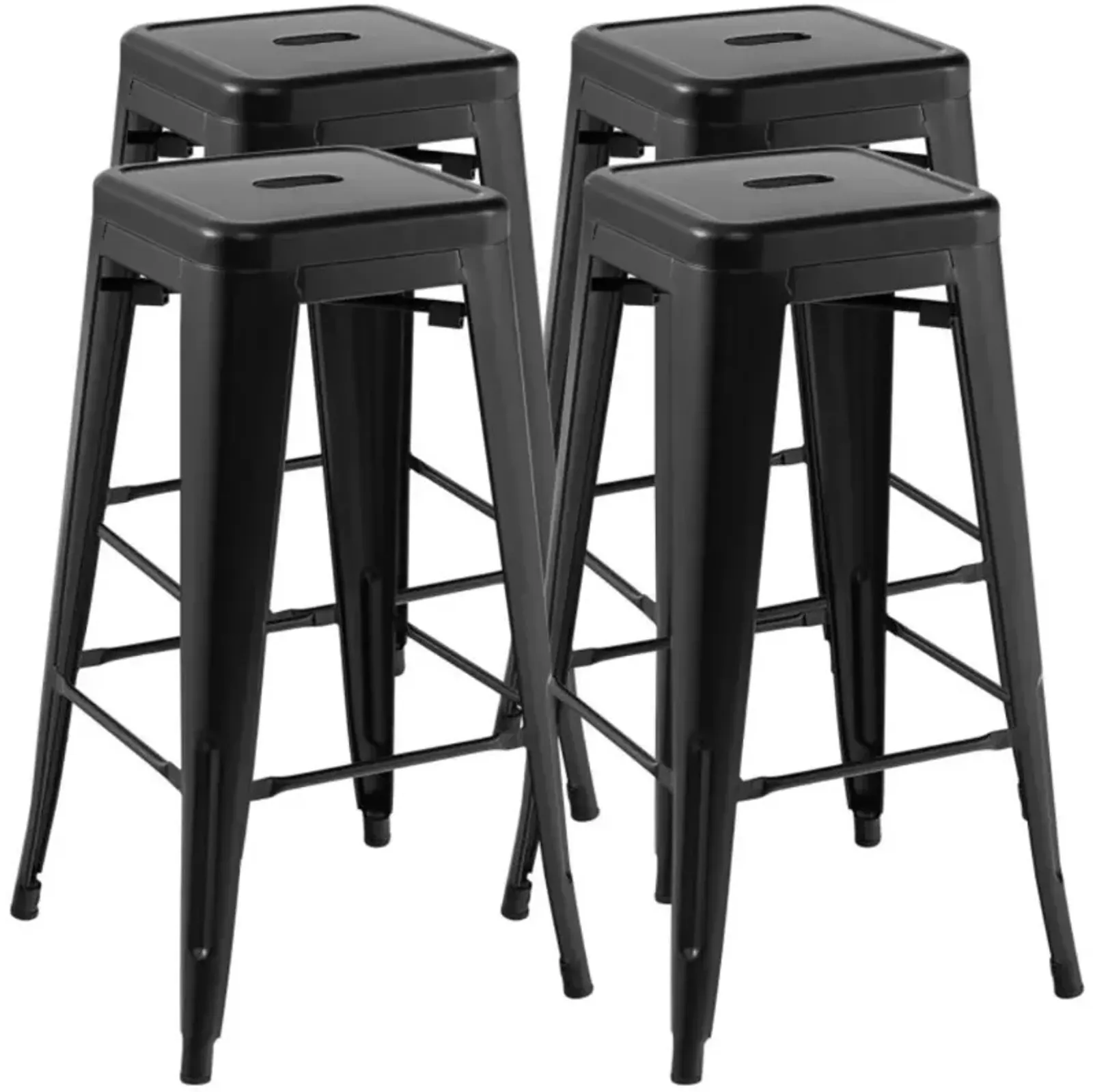 Hivvago 30 Inch Bar Stools Set of 4 with Square Seat and Handling Hole