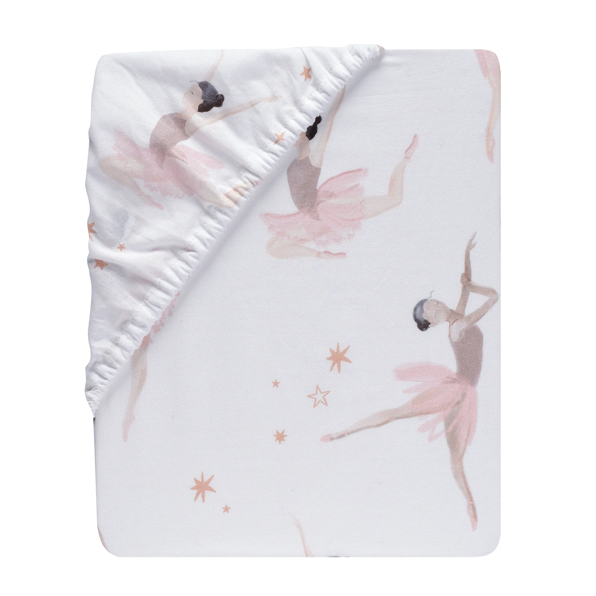 Lambs & Ivy Ballerina Baby Breathable 100% Cotton Fitted Crib Sheet - White