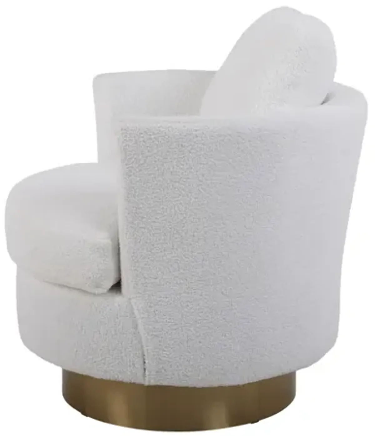 White Swivel Accent Armchair with Gold Base