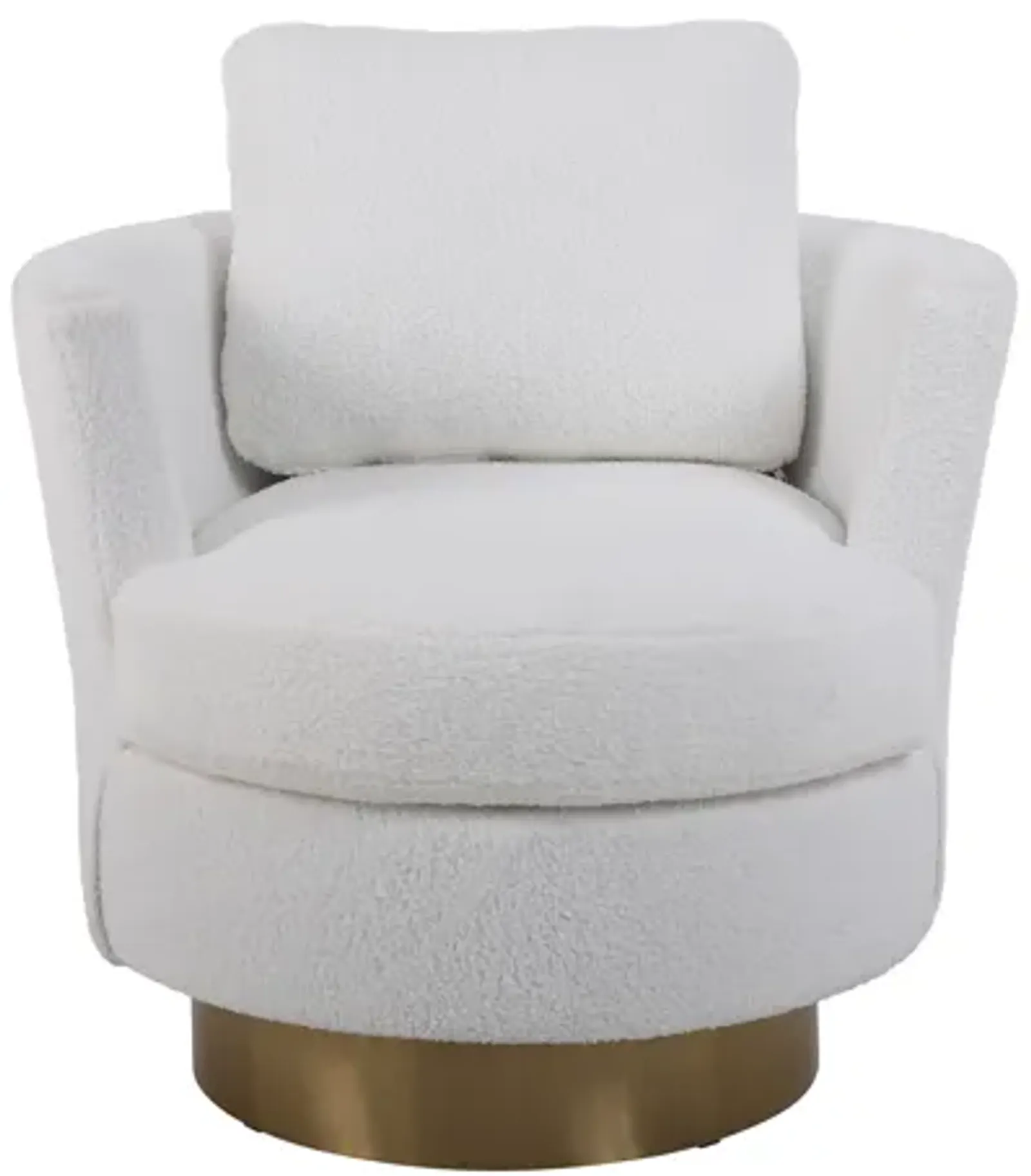 White Swivel Accent Armchair with Gold Base