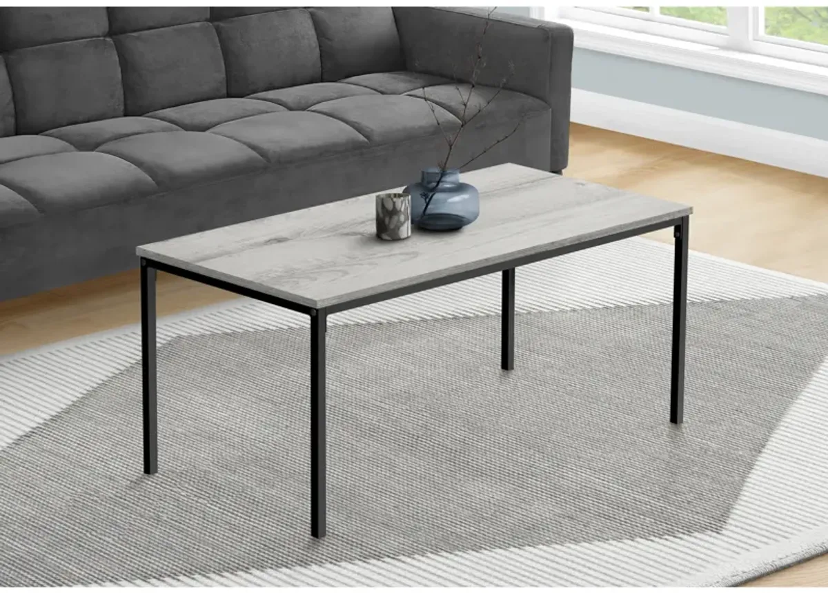 Monarch Specialties I 3796 Coffee Table, Accent, Cocktail, Rectangular, Living Room, 40"L, Metal, Laminate, Grey, Black, Contemporary, Modern