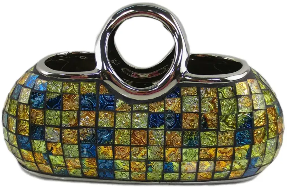 Dolce Mela Decorative Ceramic & Glass Purse Flower Vase
