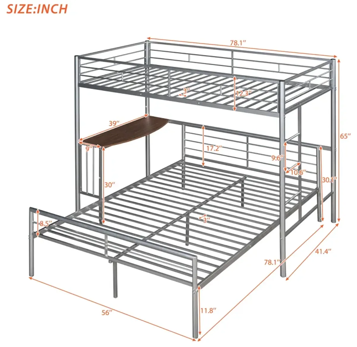 Merax Metal Bunk Bed with Desk