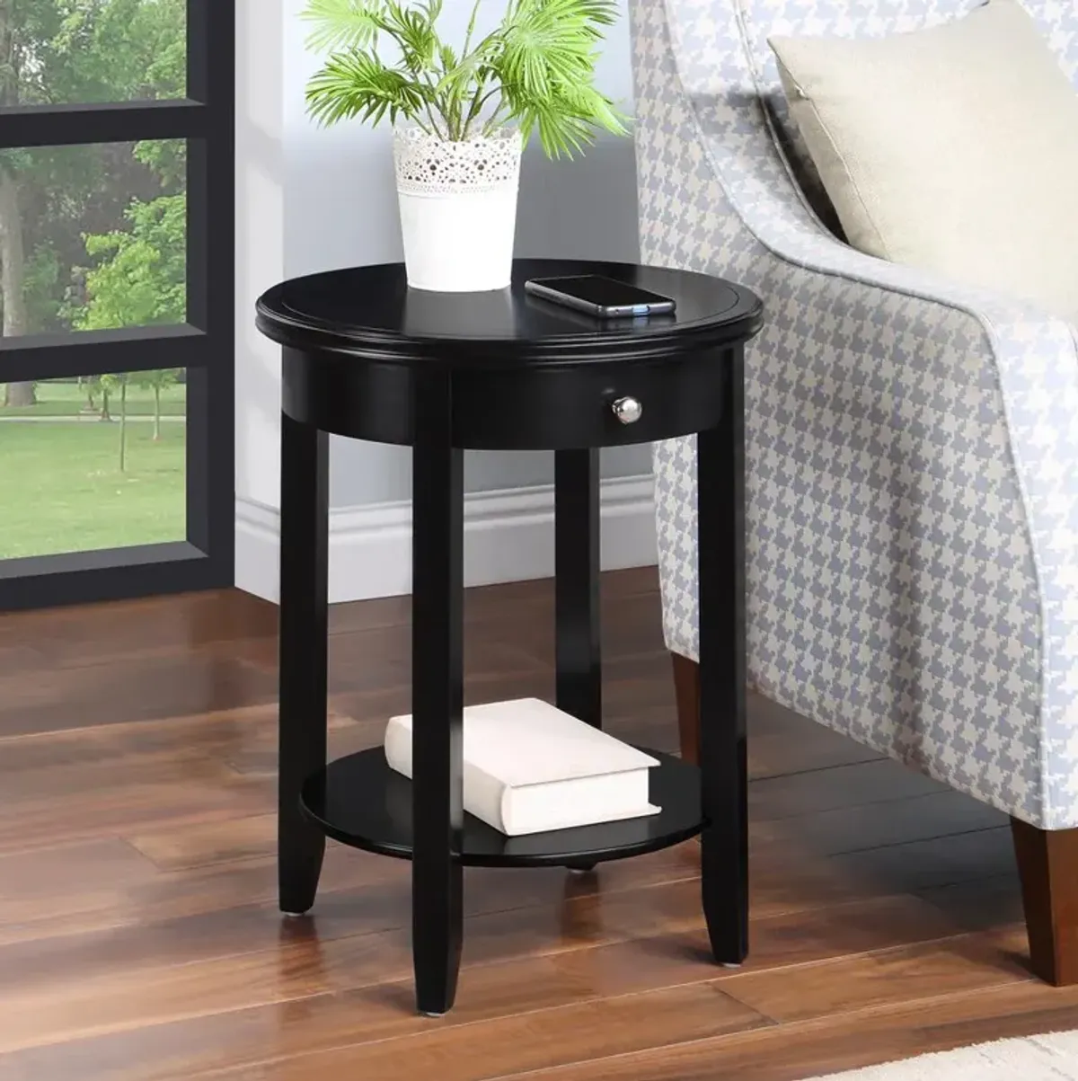 Convenience Concepts American Heritage Baldwin 1 Drawer End Table with Shelf