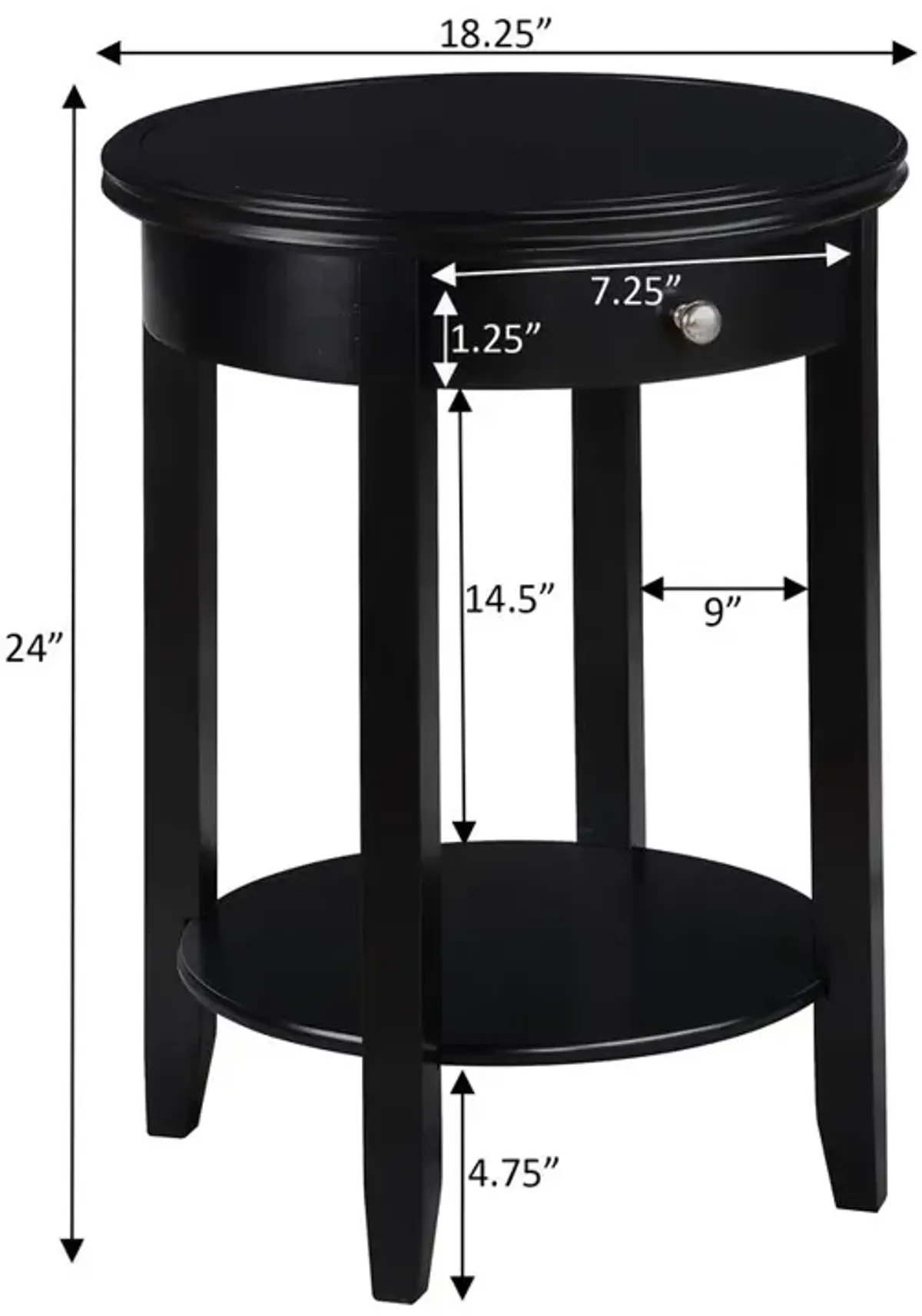 Convenience Concepts American Heritage Baldwin 1 Drawer End Table with Shelf