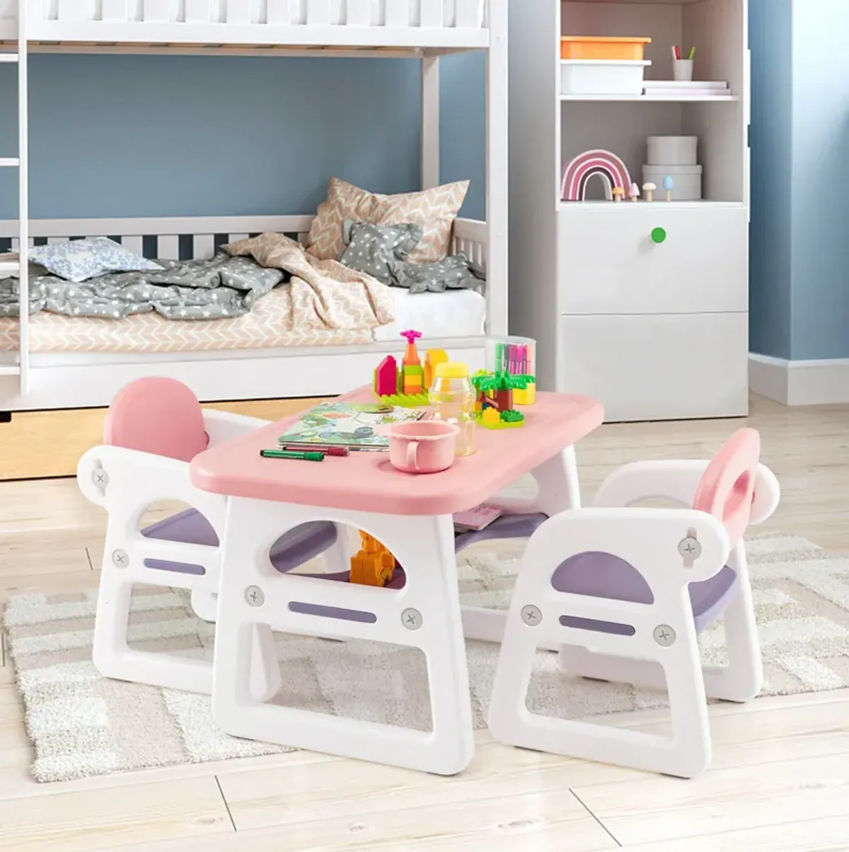 Kids Table and Chair Set with Building Blocks