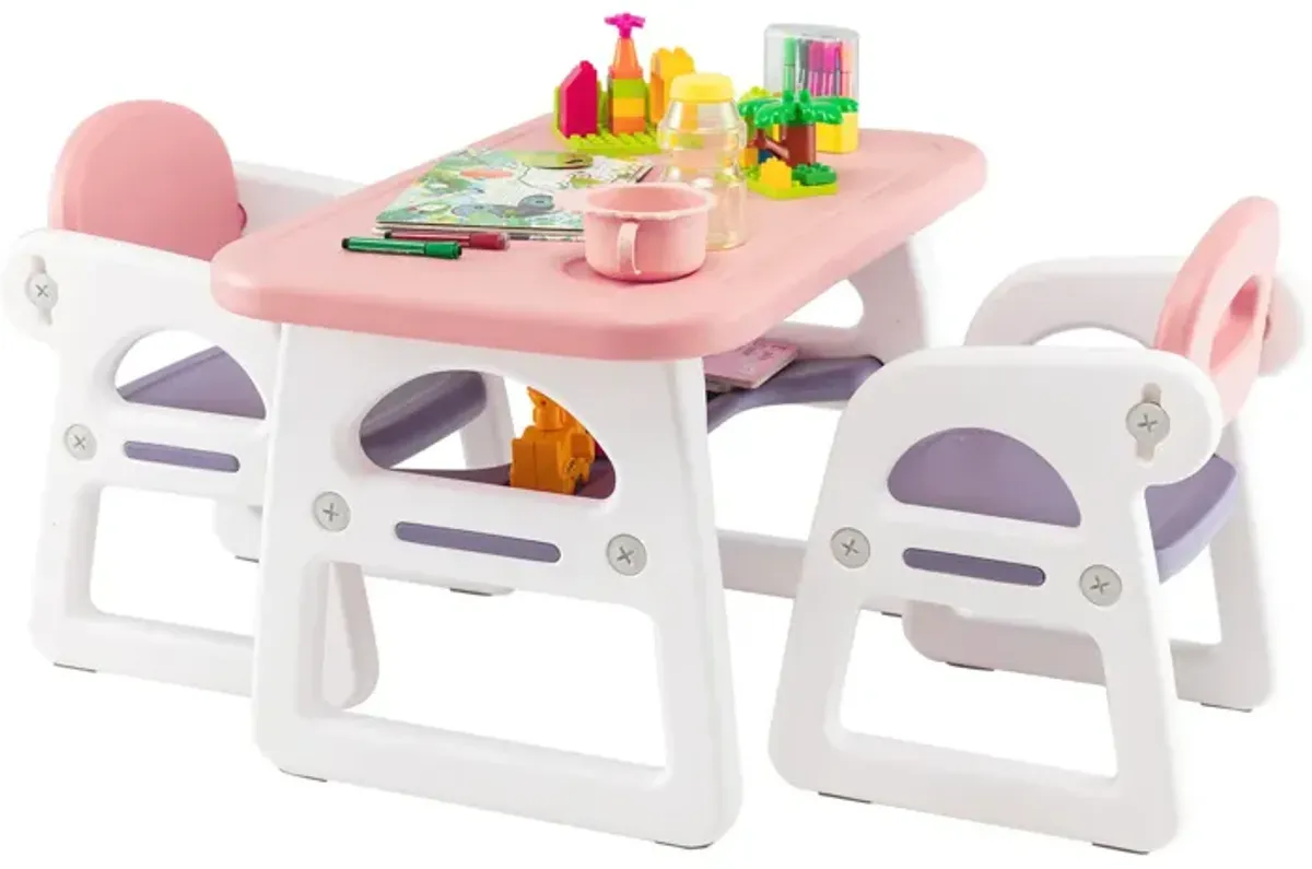 Kids Table and Chair Set with Building Blocks