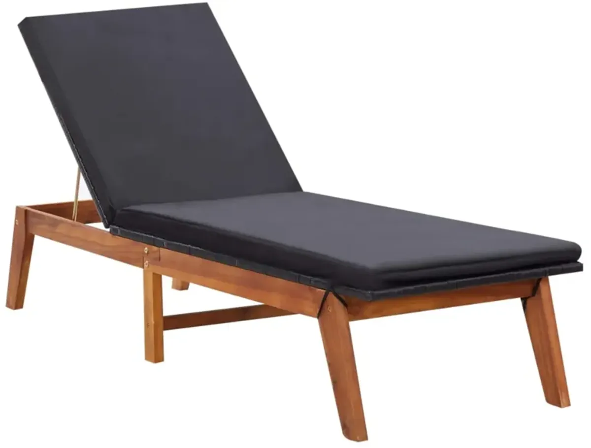 vidaXL Sun Lounger with Table Poly Rattan and Solid Acacia Wood