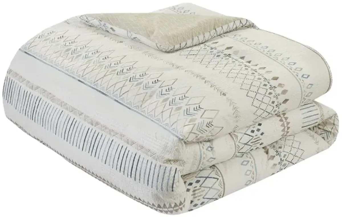 Gracie Mills Penny Southwest-Inspired 5 Piece Seersucker Comforter Set with Decorative Pillows