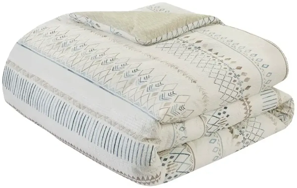 Gracie Mills Penny Southwest-Inspired 5 Piece Seersucker Comforter Set with Decorative Pillows