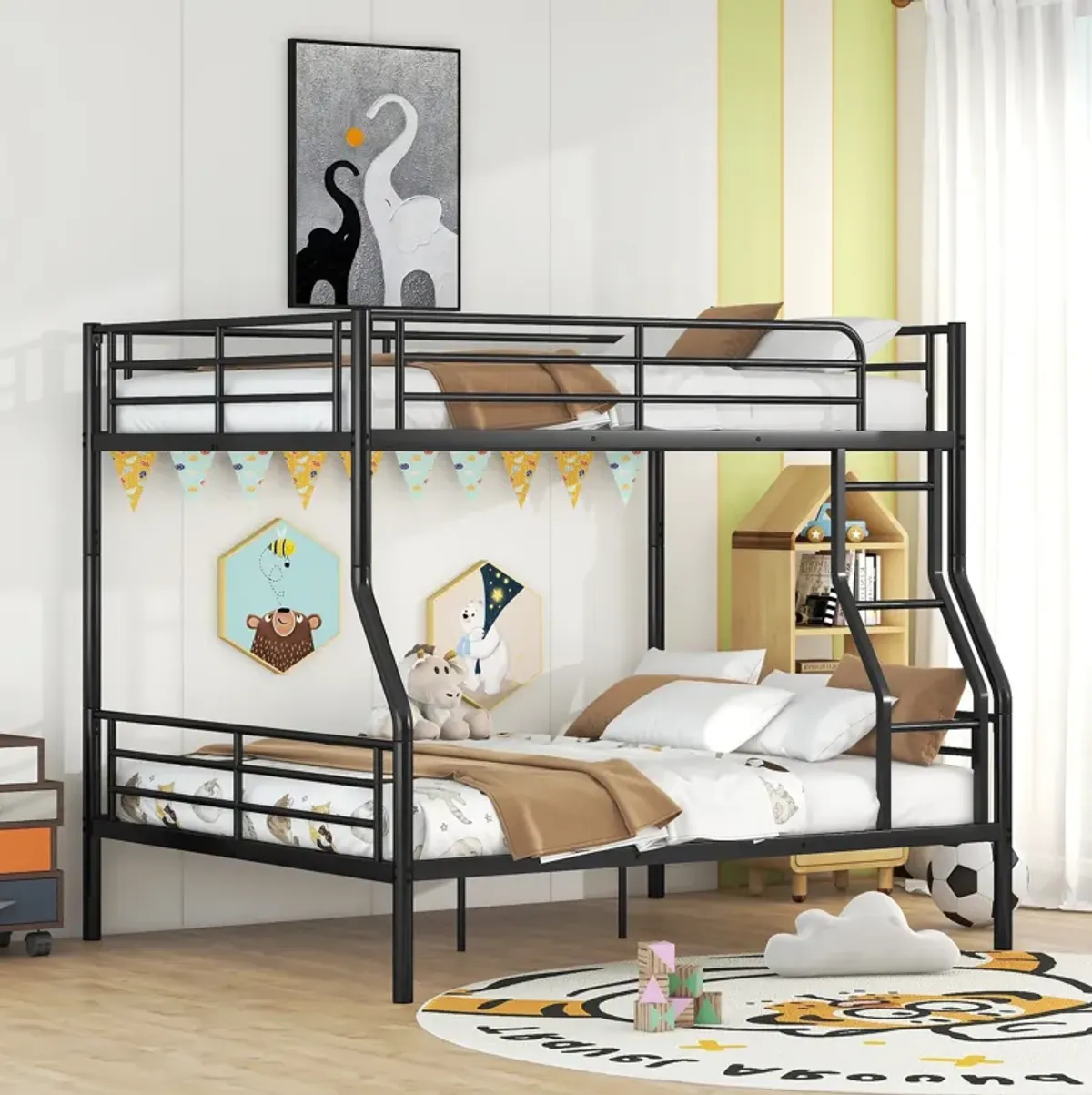 Whisen Full XL Over Queen Metal Bunk Bed - Sliver