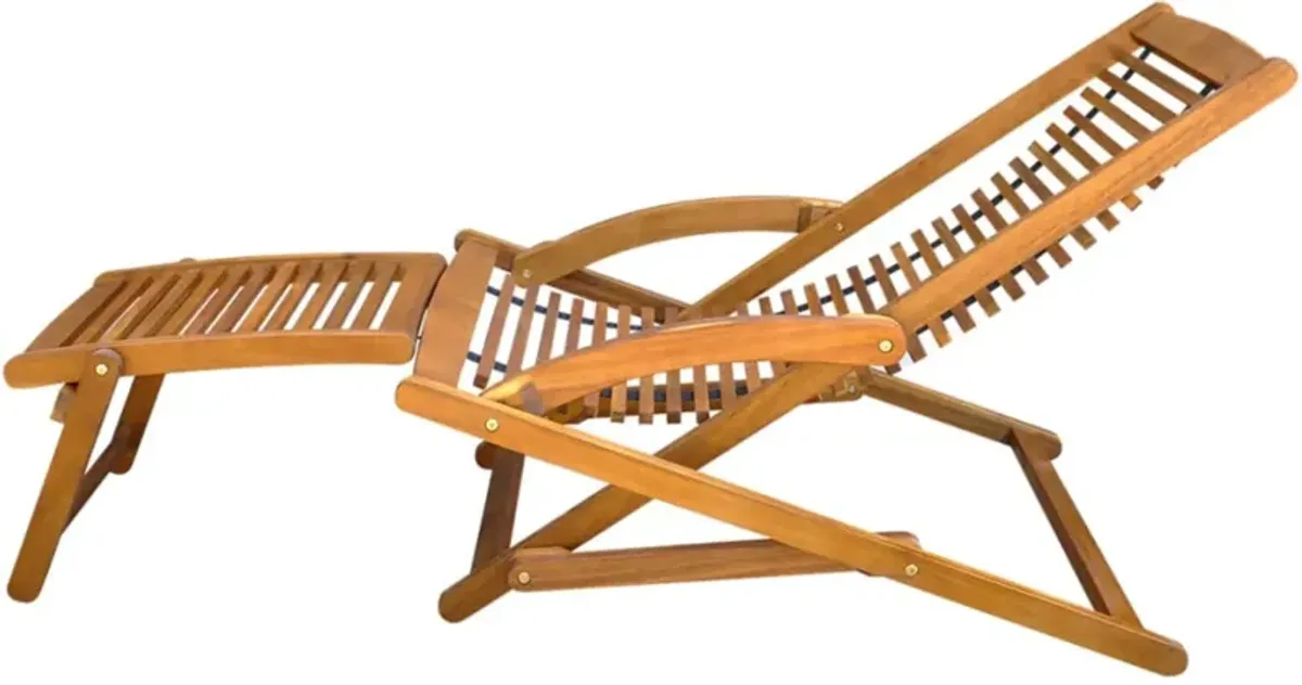 vidaXL Deck Chair with Footrest Solid Acacia Wood