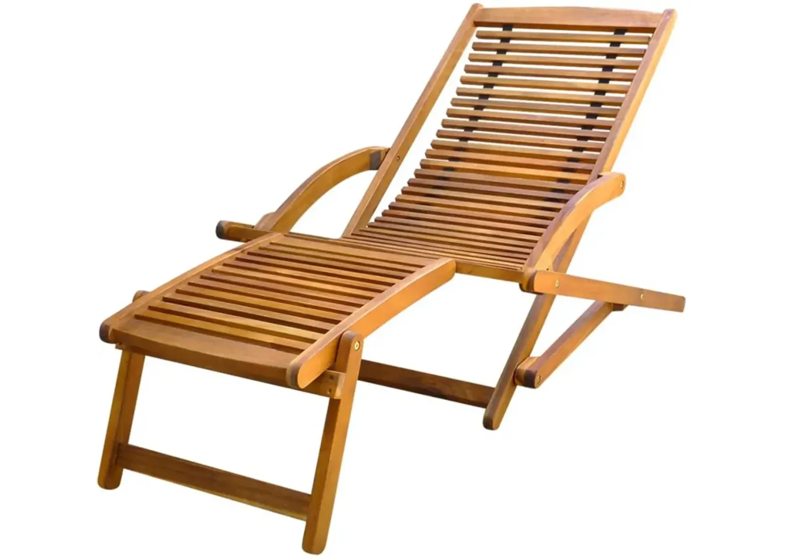 vidaXL Deck Chair with Footrest Solid Acacia Wood