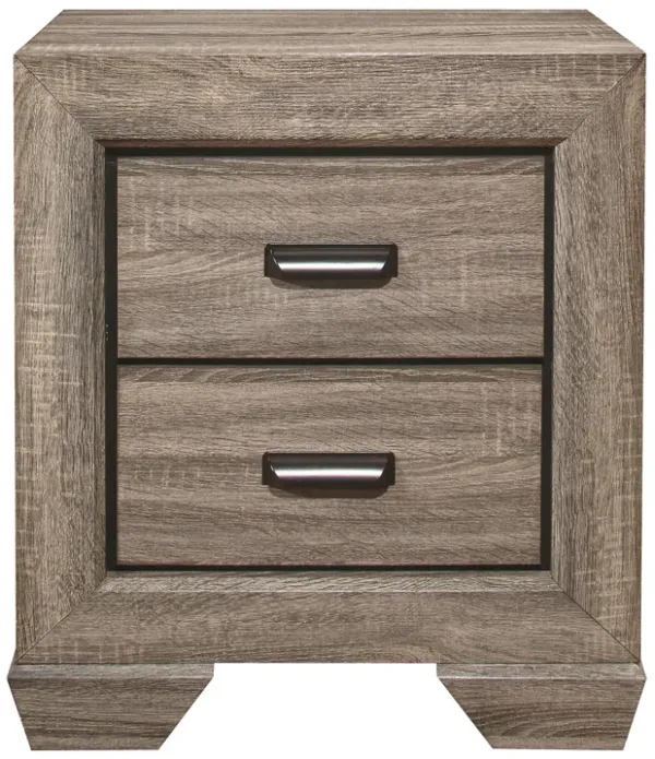 Natural Finish 1pc Nightstand Flat Cup Pulls Two Dovetail Drawers Wooden Bedside Table Bedroom Furniture