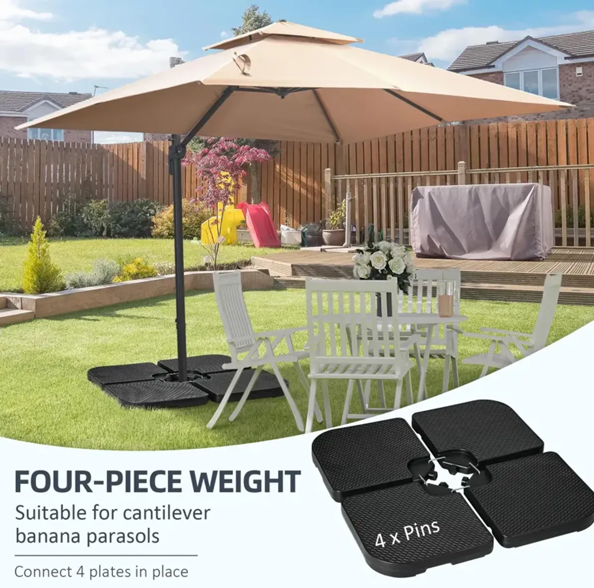 Black Umbrella Stabilizer: 4-Piece Patio Base Weights, 175lbs Total