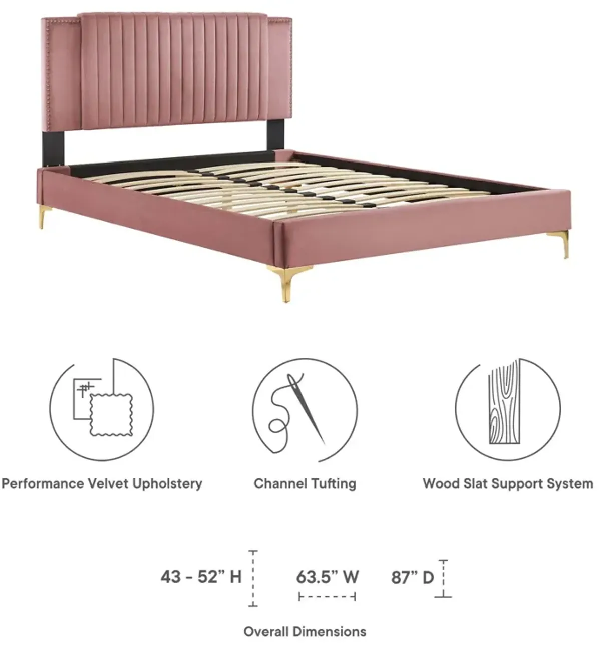 Modway - Zahra Channel Tufted Performance Velvet Twin Platform Bed