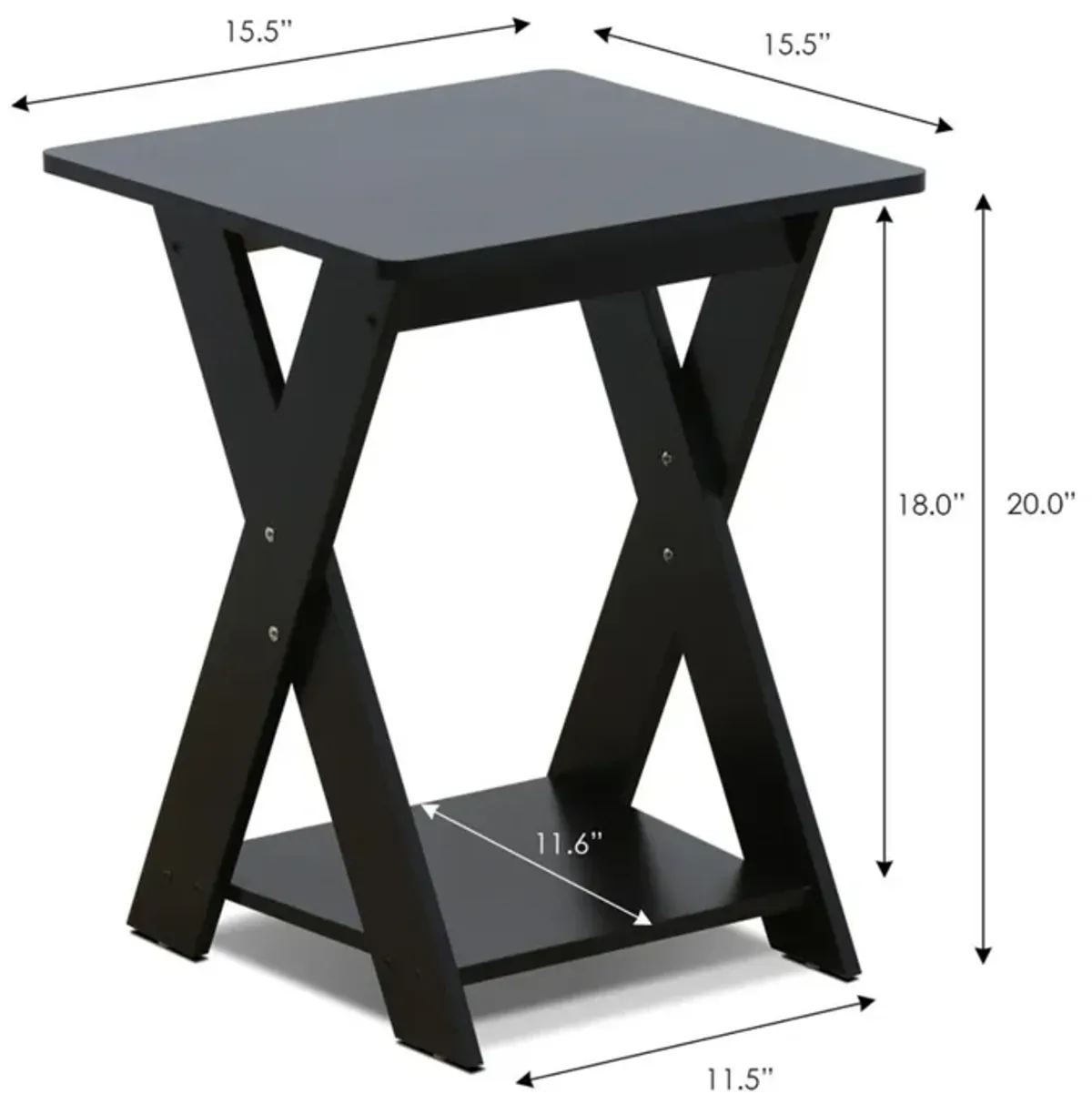 FURINNO Modern Simplistic End Table Set, 2-Pack, Espresso