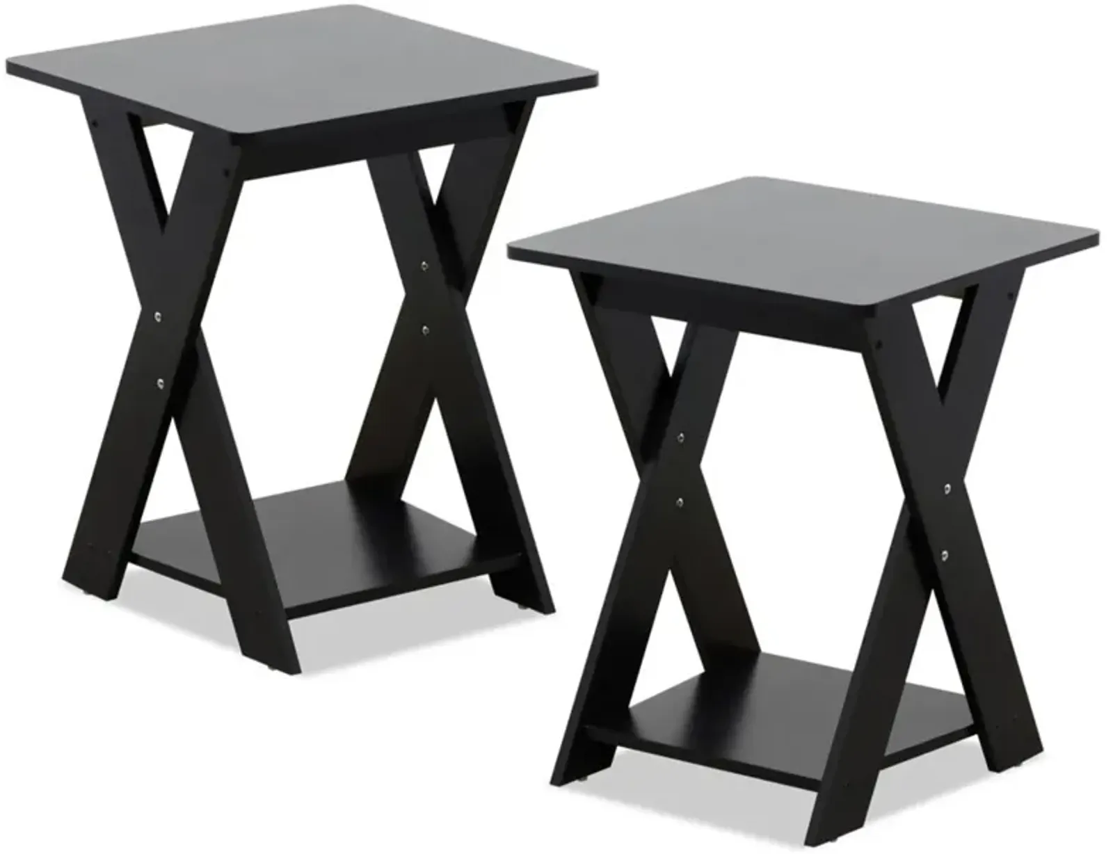 FURINNO Modern Simplistic End Table Set, 2-Pack, Espresso