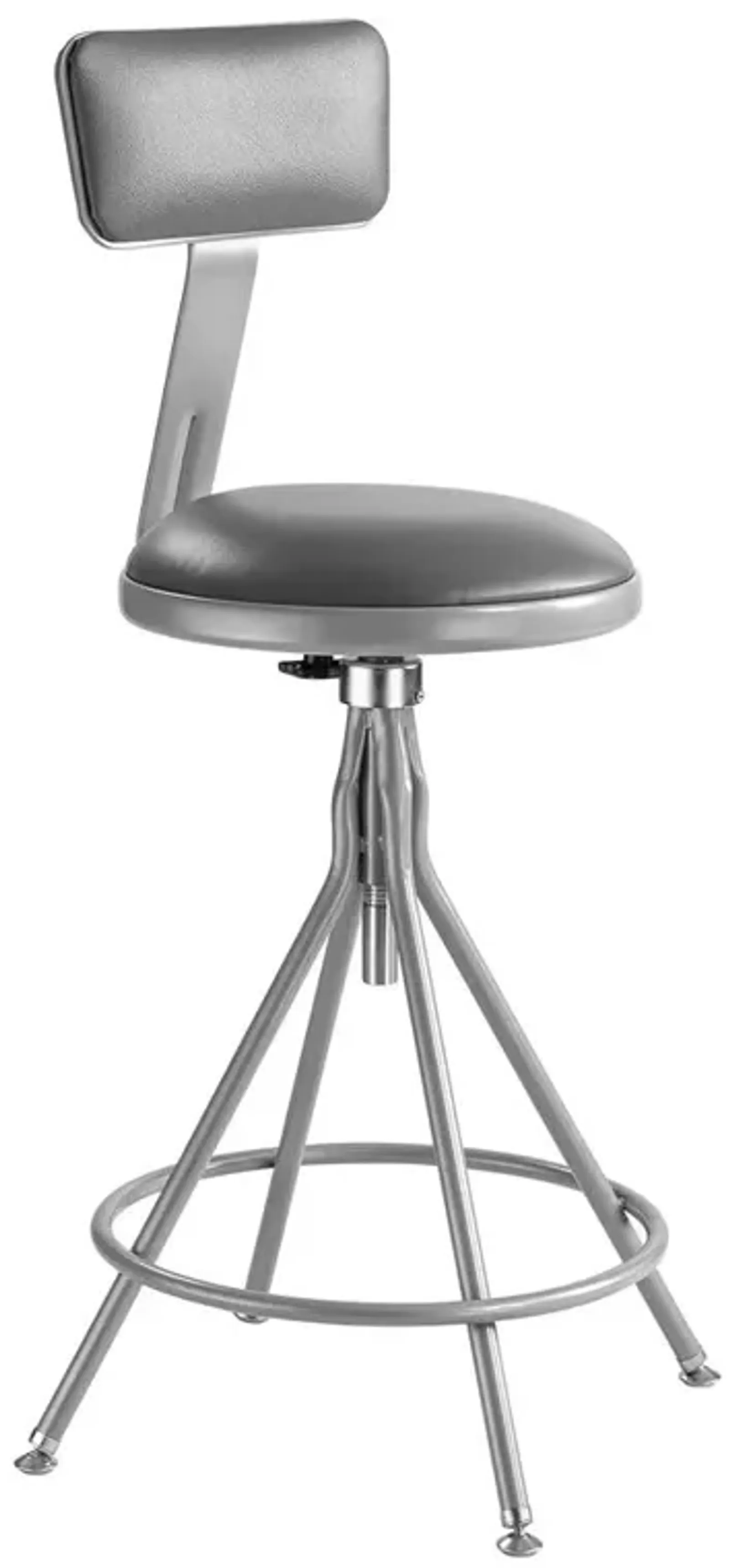 NPS® 24"-30" Height Adjustable Heavy Duty Vinyl Padded Swivel Steel Stool With Backrest, Grey