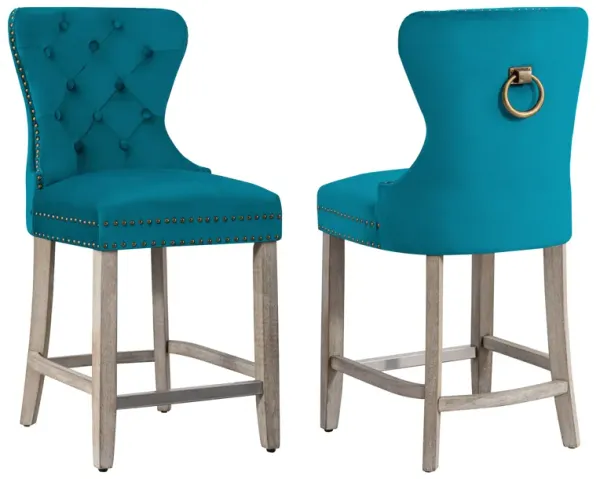 WestinTrends 24" Tufted Velvet Counter Stool (Set of 2)