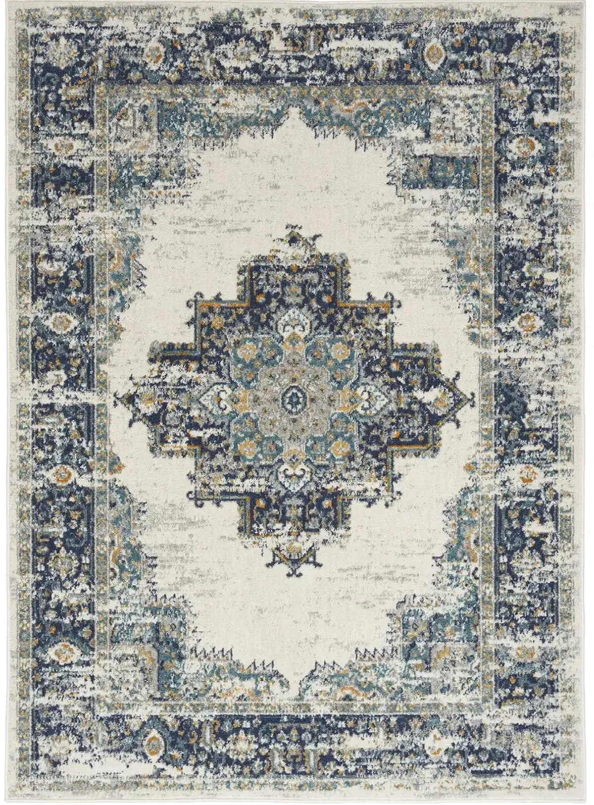 Passion PSN03 Ivory/Gray/Blue 2'2" x 10' Rug