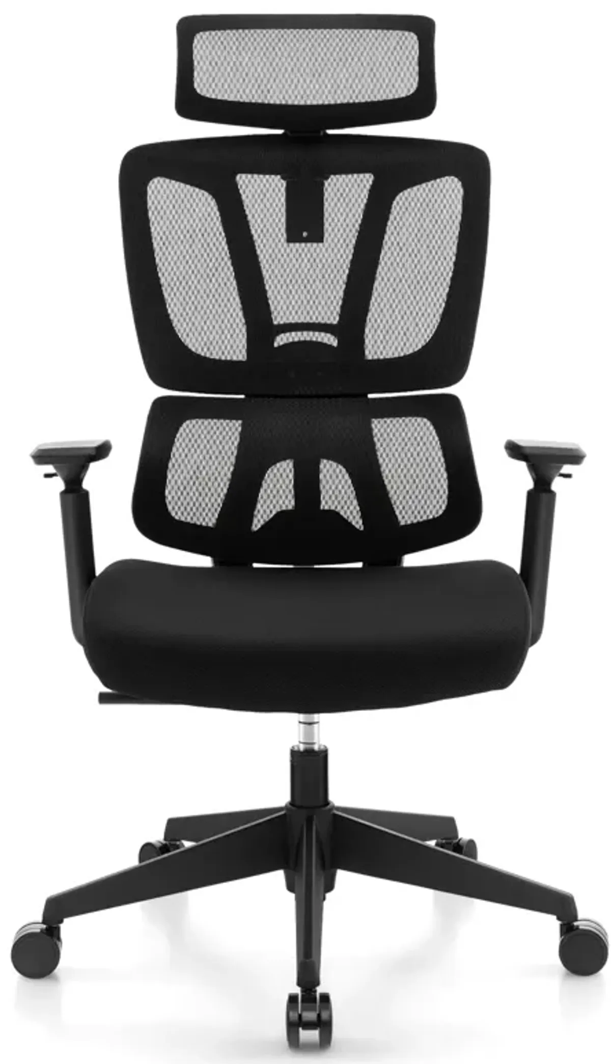 Ergonomic Office Chair with N Type Lumbar Support and Adjustable Headrest-Black