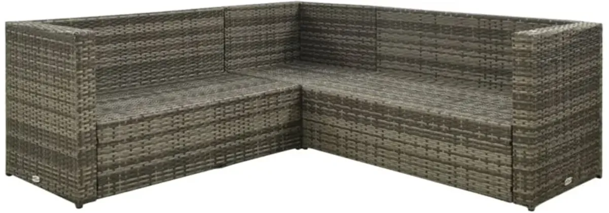 vidaXL 4 Piece Garden Lounge Set with Cushions Poly Rattan Gray