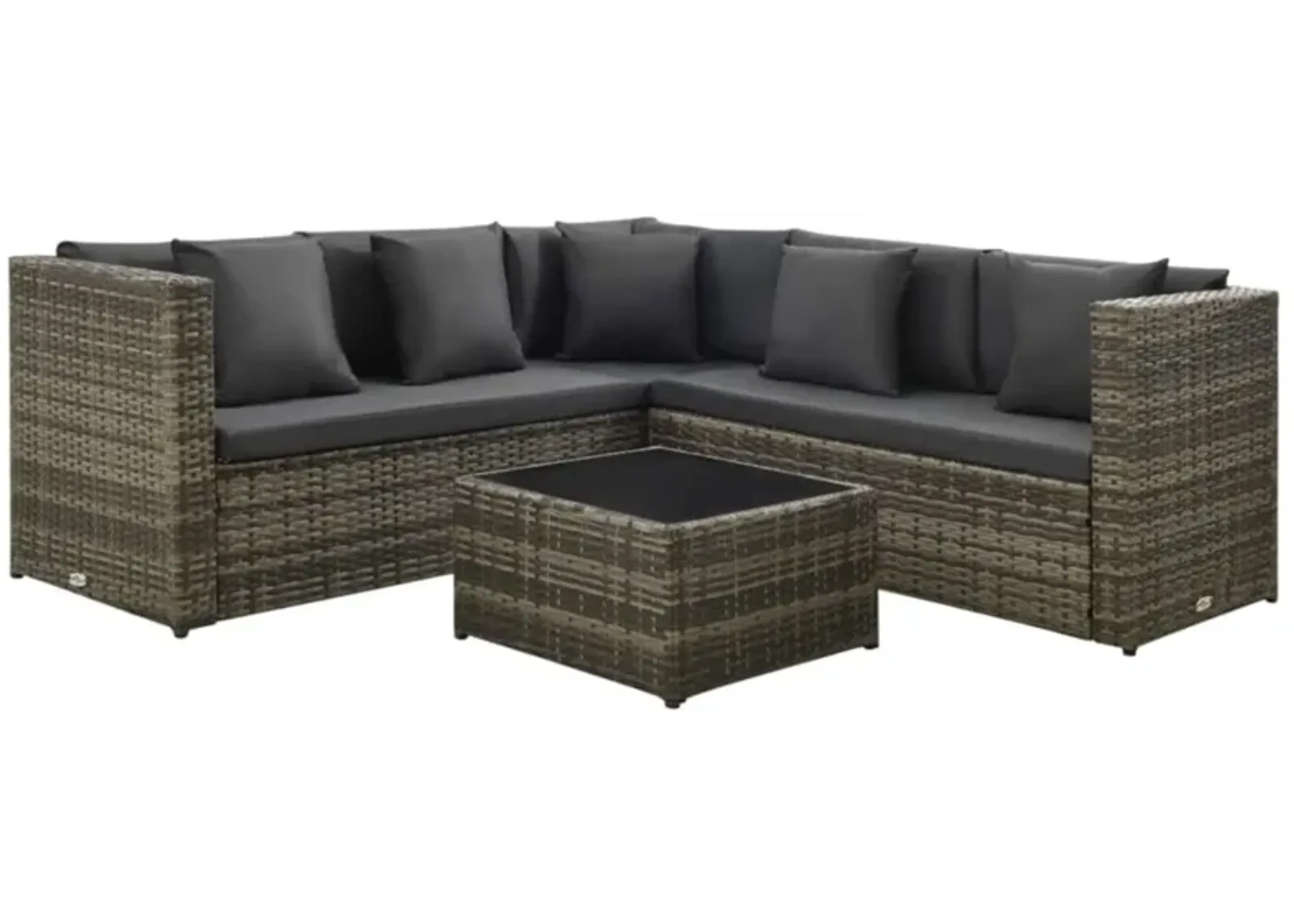 vidaXL 4 Piece Garden Lounge Set with Cushions Poly Rattan Gray