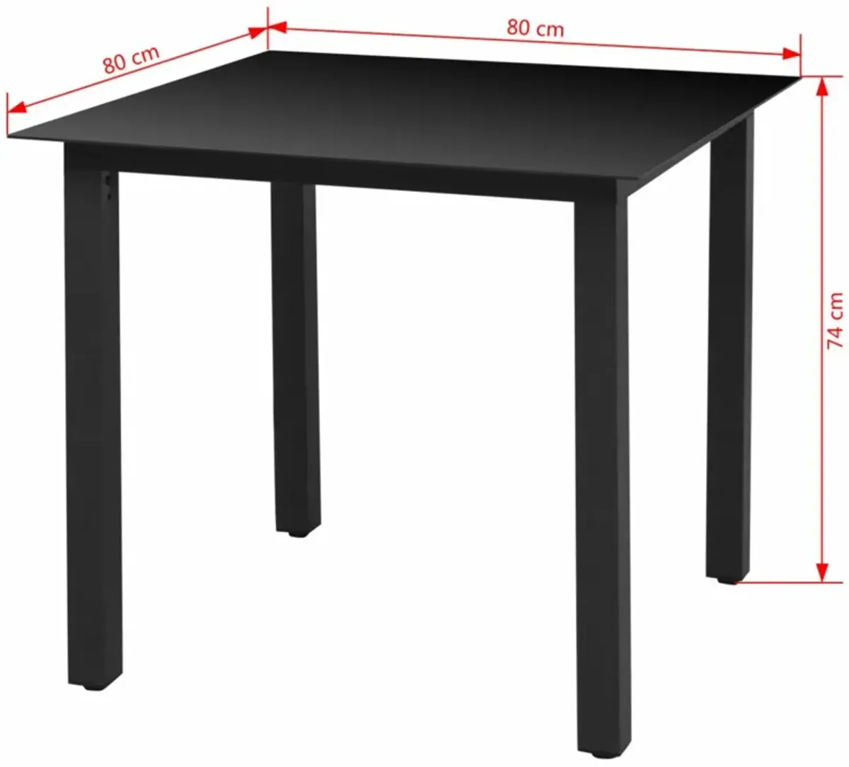 vidaXL Garden Table Black 31.5"x31.5"x29.1" Aluminium and Glass