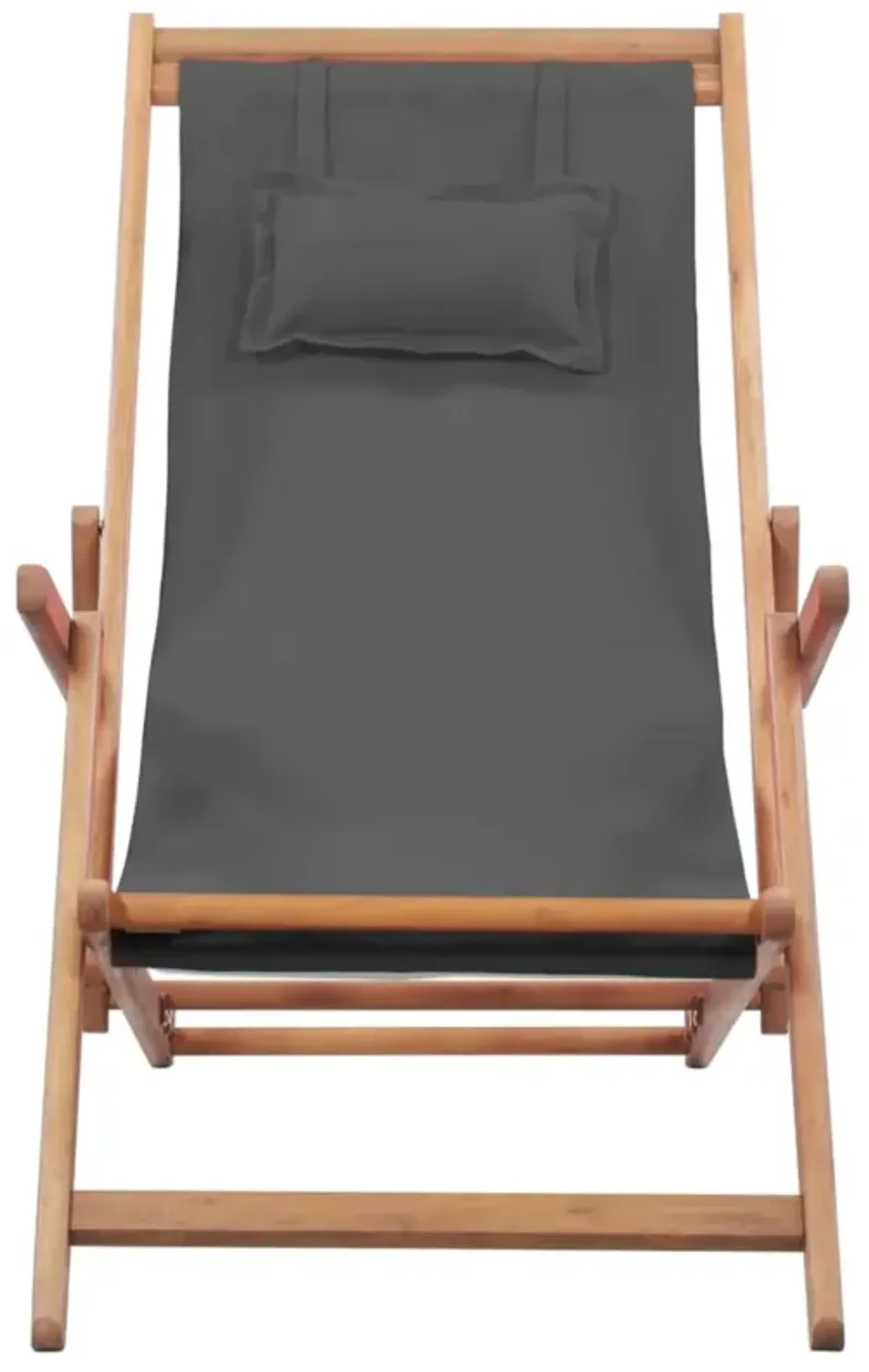 vidaXL Folding Beach Chair Fabric and Wooden Frame Gray