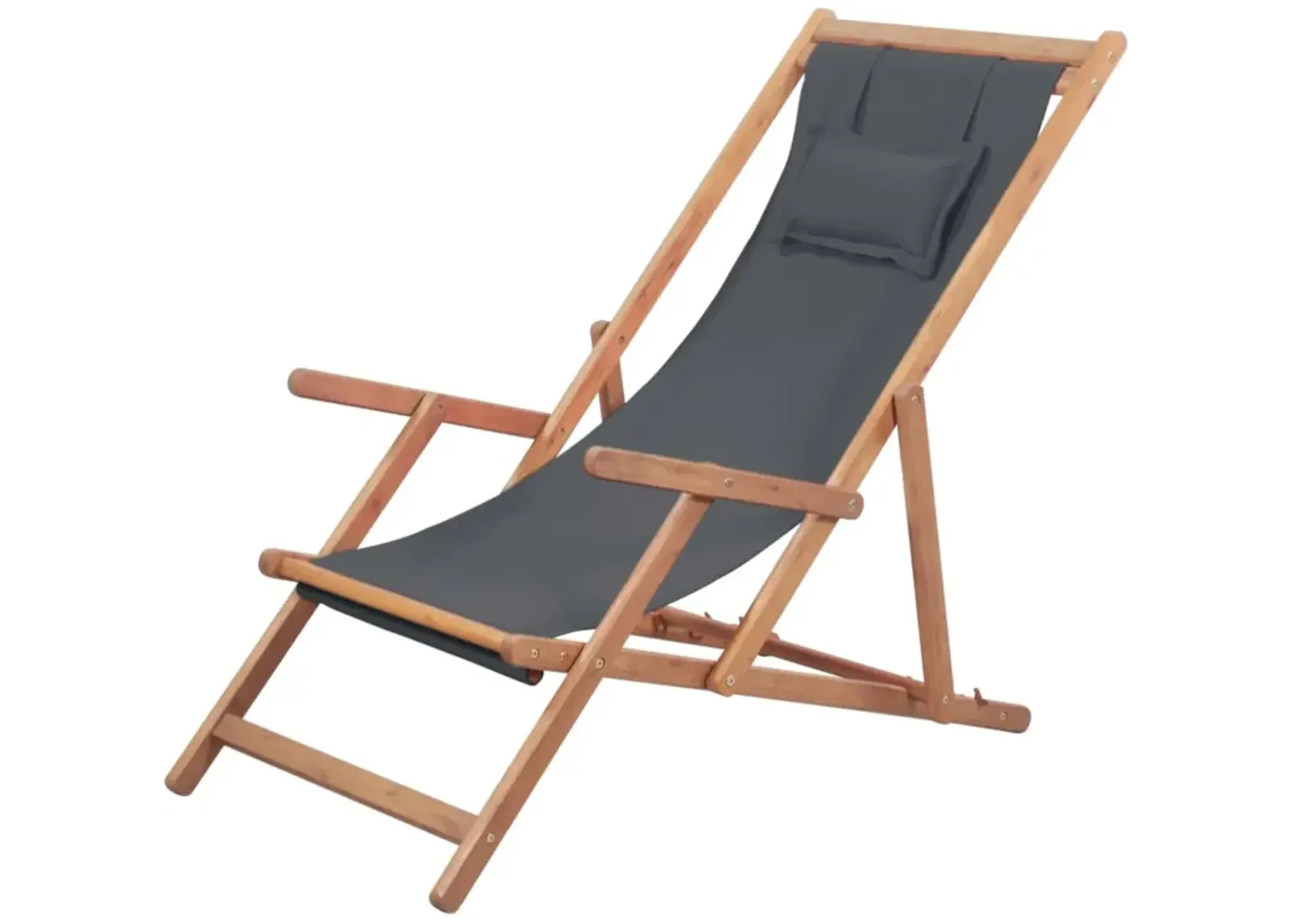 vidaXL Folding Beach Chair Fabric and Wooden Frame Gray