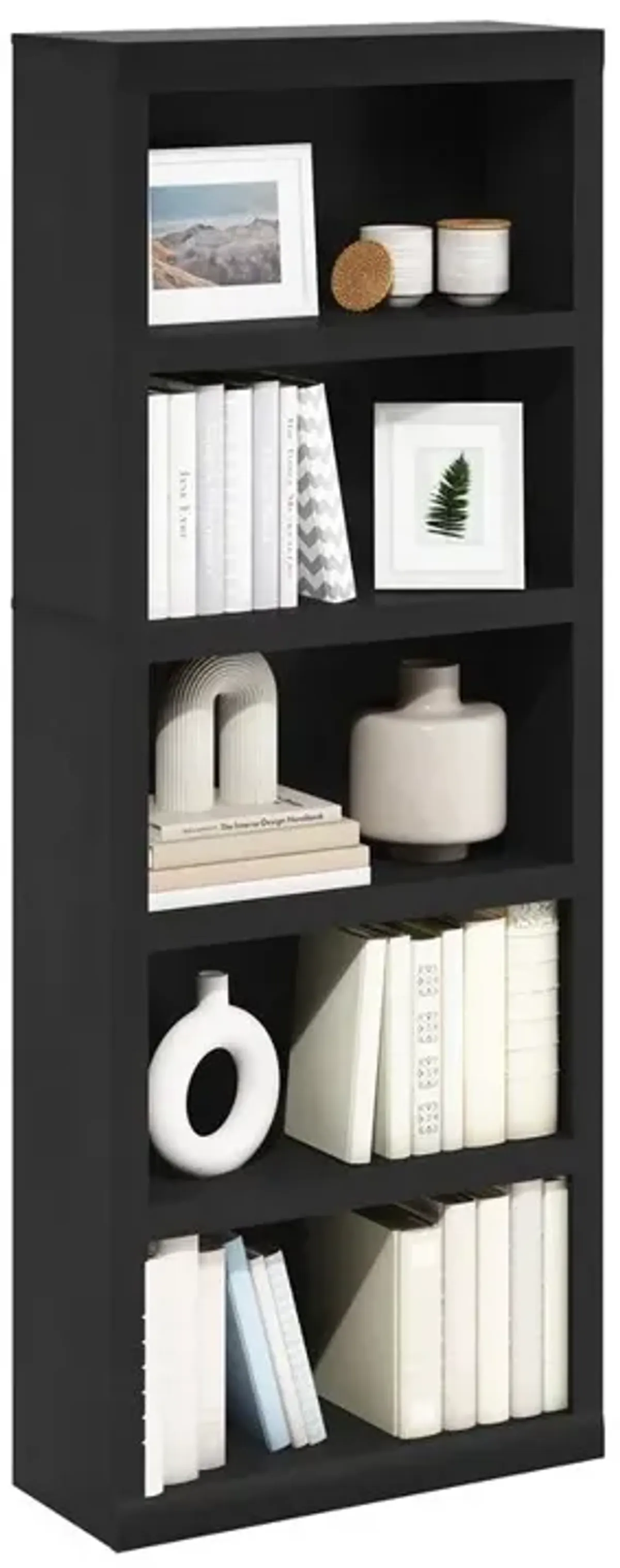 Rail 5-Tier Open Shelf Bookcase, Blackwood