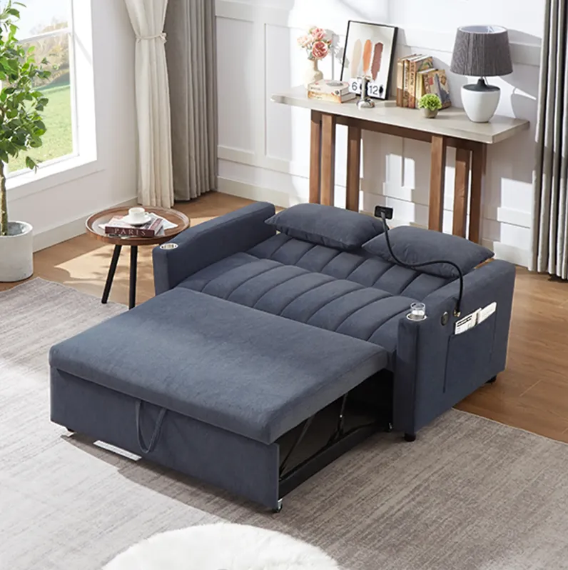 Merax Convertible Sofa Bed Loveseat with 3 USB Ports