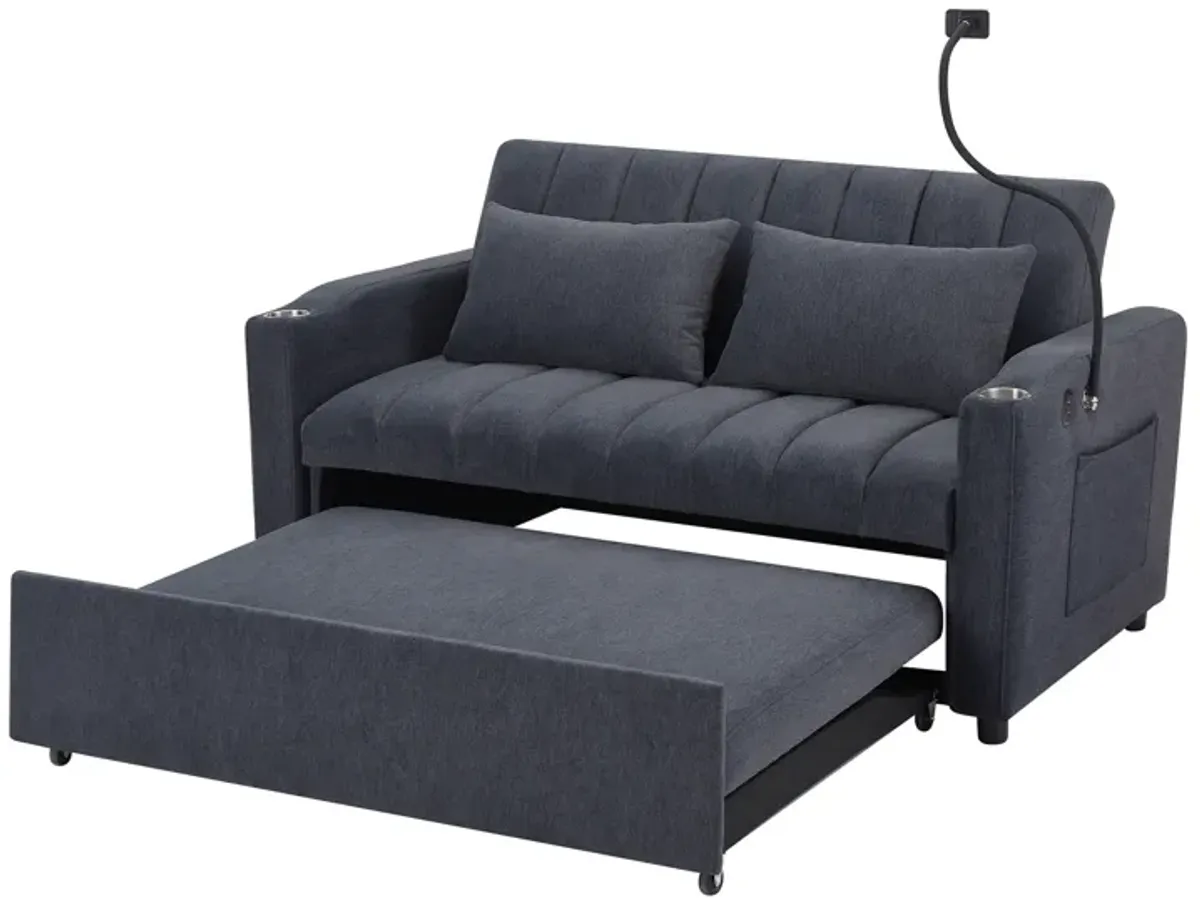 Merax Convertible Sofa Bed Loveseat with 3 USB Ports