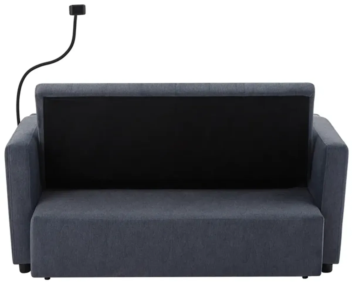 Merax Convertible Sofa Bed Loveseat with 3 USB Ports