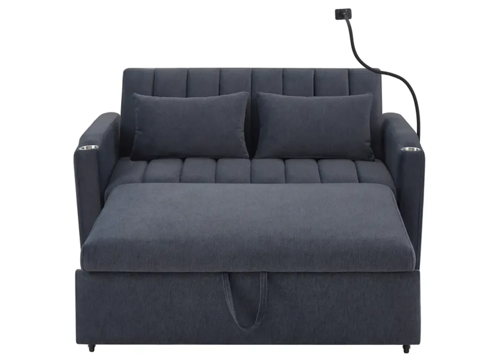 Merax Convertible Sofa Bed Loveseat with 3 USB Ports