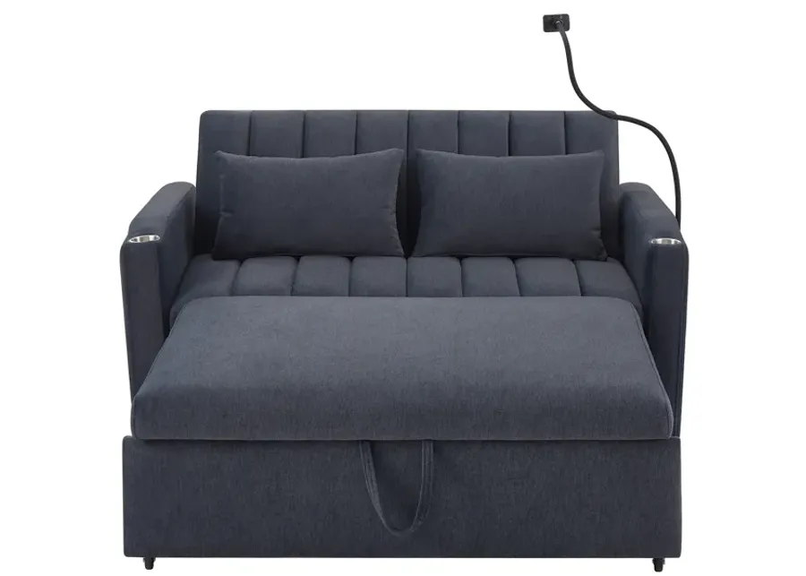 Merax Convertible Sofa Bed Loveseat with 3 USB Ports