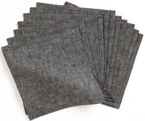 Solino Home 100% Pure Linen Cocktail Napkins 6 x 6 Inch Set of 12 - Athena