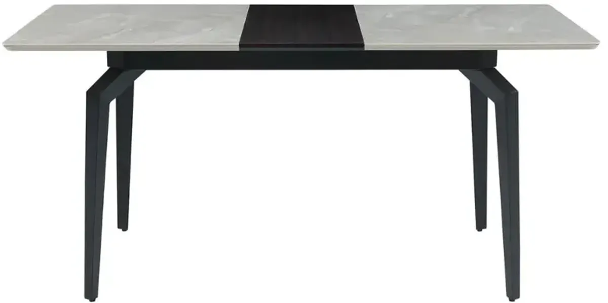 Mina Rectangular Dining Table Grey Ceramic and Sandy Black