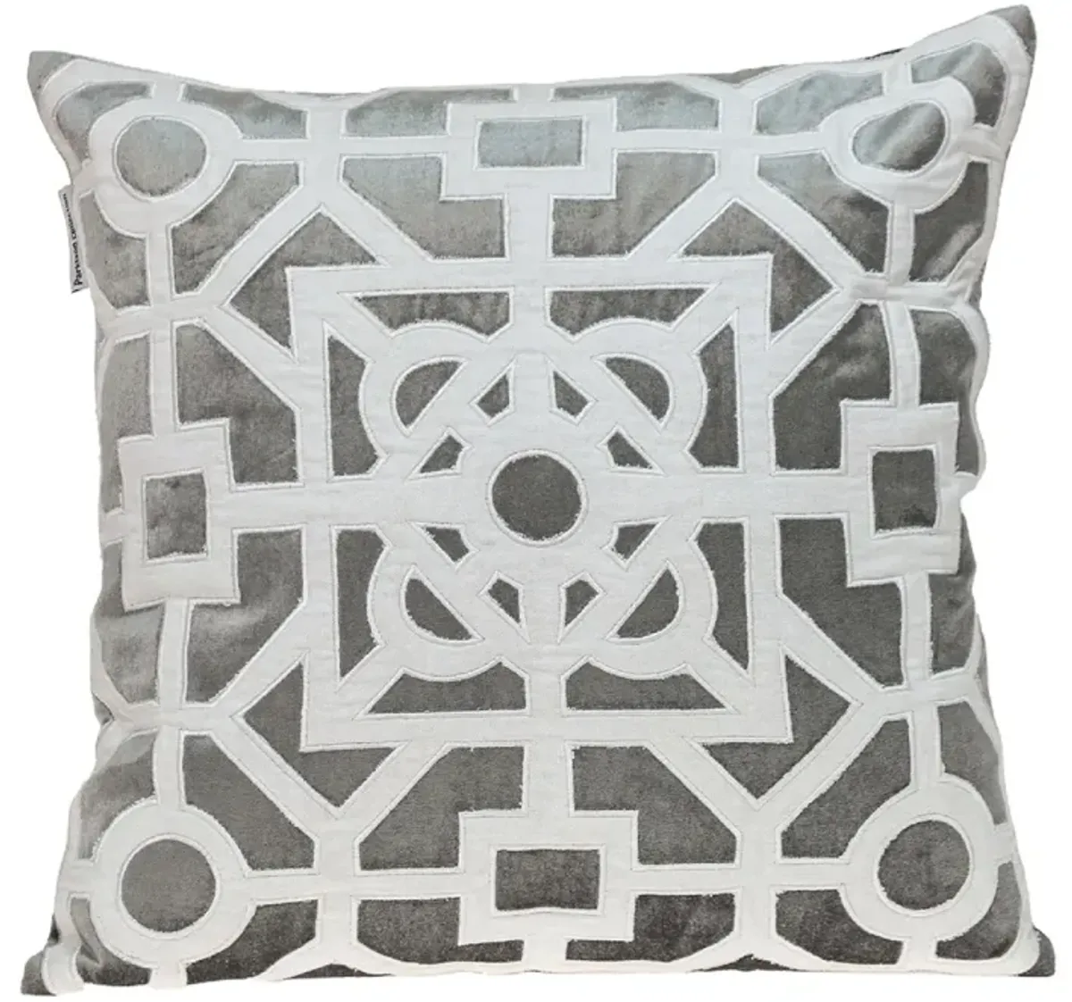 18" Gray and White Transitional Square Throw Pillow