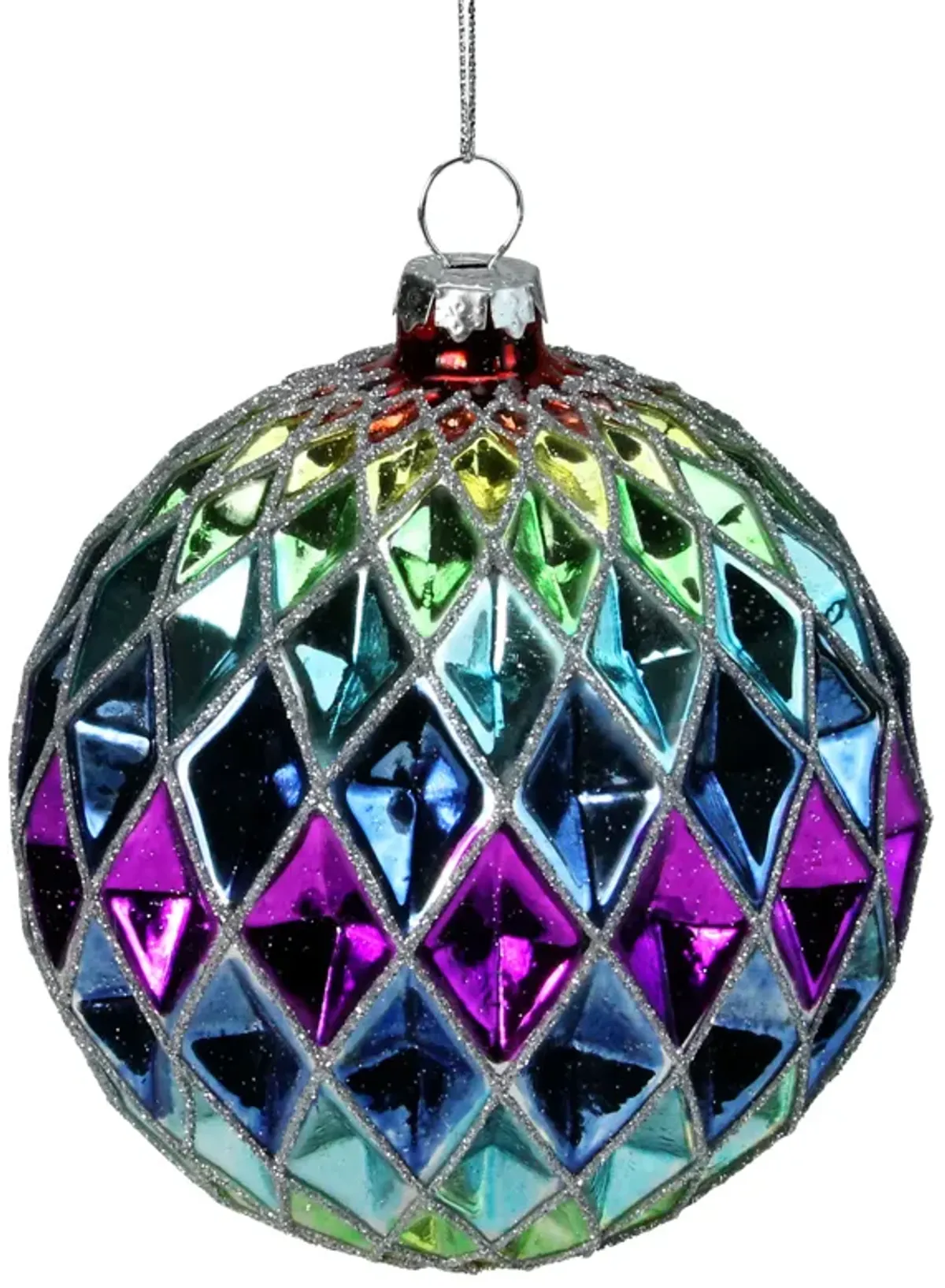 3.75" Vibrantly Colored 2-Finish Harlequin Glass Christmas Ball Ornament