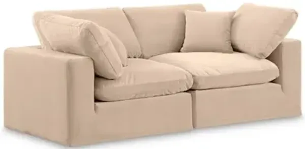 Meridian Furniture Comfy Beige Velvet Modular Sofa