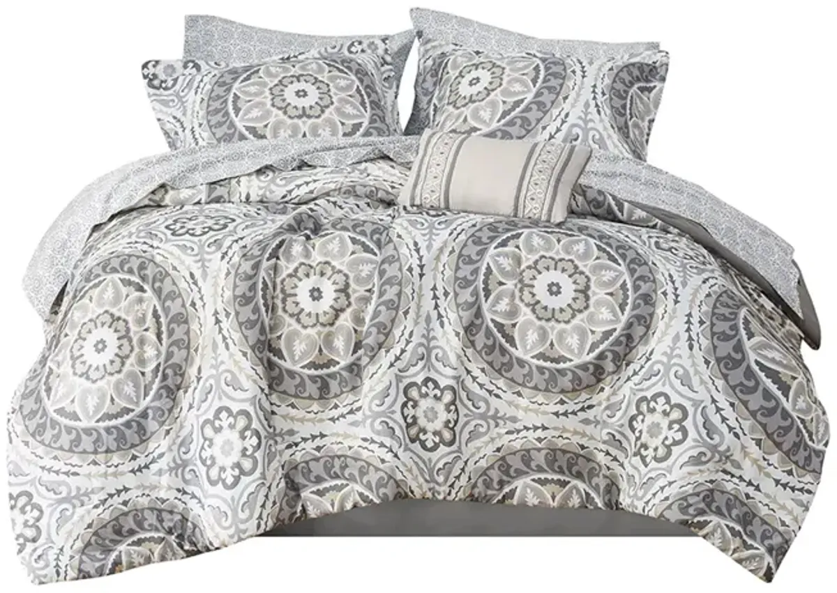 Gracie Mills Shaffer Globally Inspired 9-Piece Comforter Set with Cotton Bed Sheets