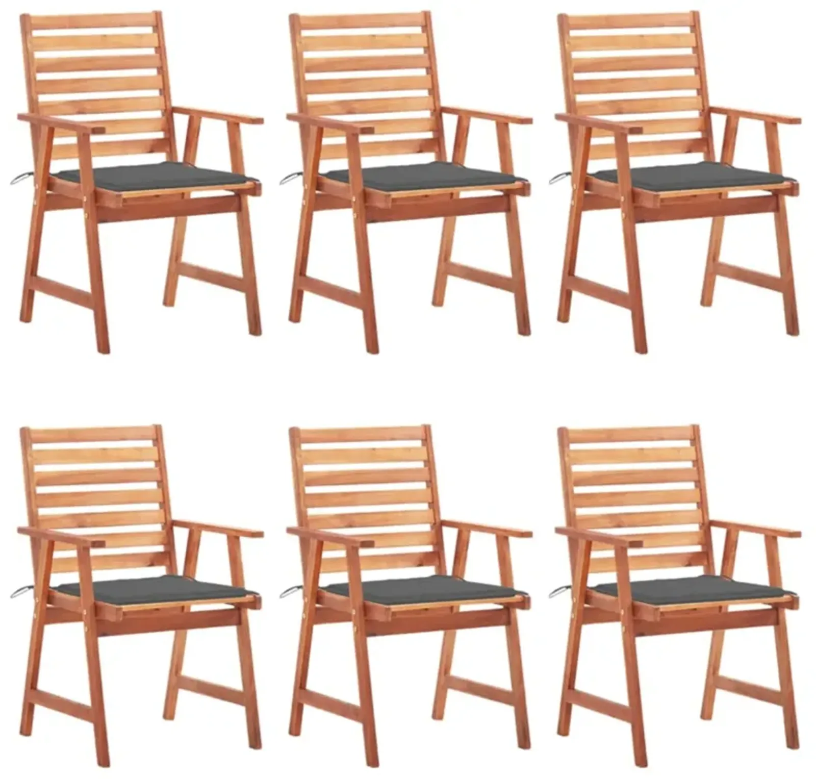 vidaXL Outdoor Dining Chairs 6 pcs with Cushions Solid Acacia Wood