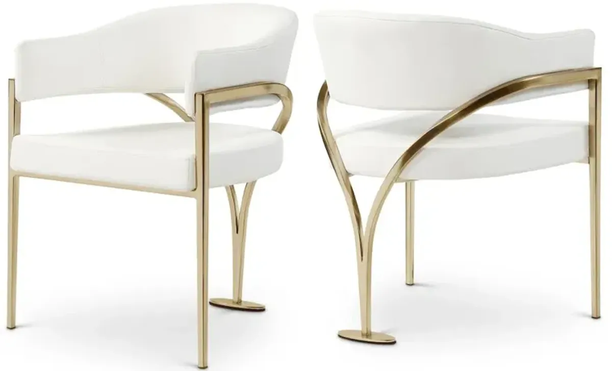 Meridian Furniture Madelyn Cream Vegan Leather Dining Chair, Set of 2