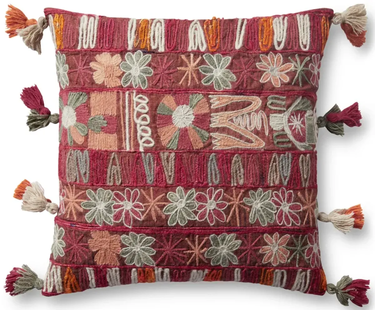 PLL0014 Pink/Multi 22"x22" Down Pillow